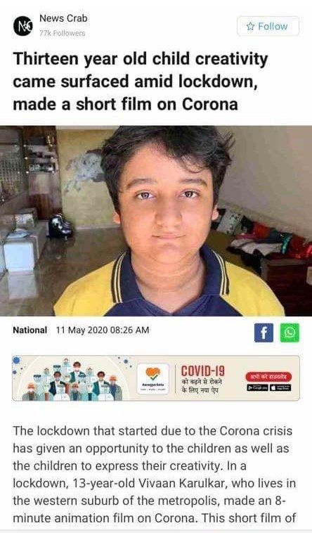 News Crab report on Vivaan Karulkar