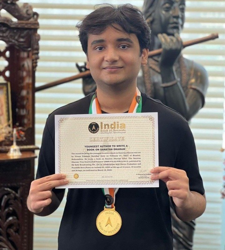 Recognised by "The India Book of Records". as the “Youngest Author” to write on Sanatan Dharam