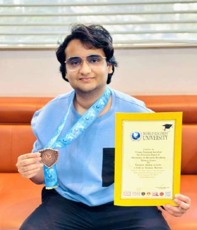Honorary Doctorate by the World Records University, "Youngest Author to write a book on Sanatan Dharam"